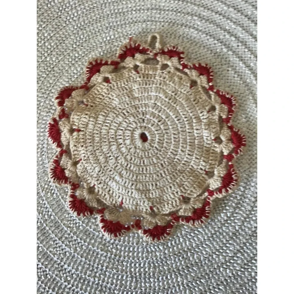 VTG Handmade Crochet Potholders 5pc Scalloped Grandmacore Cottagecore Farmhouse